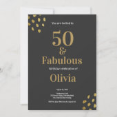 Invitation 50 et fabuleux Black and Golden Birthday Invitati (Devant)