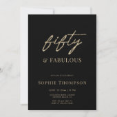 Invitation 50 et fabuleux Black Gold Modern Glam Anniversaire (Devant)