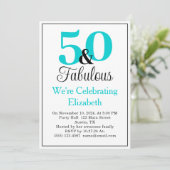 Invitation 50 et Fabuleux bleu turquoise sur blanc (Debout devant)