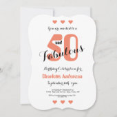 Invitation 50 et fabuleux Coral Hearts 50e fête d'anniversair (Devant)