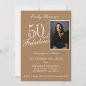 Invitation 50 et fabuleux Elegant Beige Photo Anniversaire (Devant)