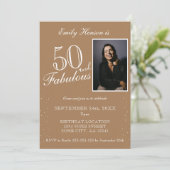 Invitation 50 et fabuleux Elegant Beige Photo Anniversaire (Debout devant)