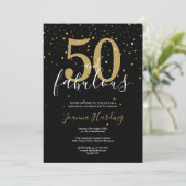 Invitation 50 et fabuleux Elegant Gold Black 50e anniversaire (Debout devant)