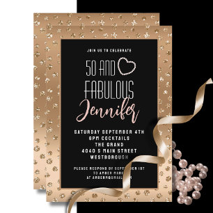 Invitation 50 et fabuleux Elegant Gold Black Blush Anniversai