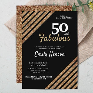 Invitation 50 et fabuleux Elegant Gold Parties scintillant 50