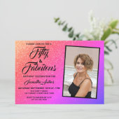Invitation 50 et fabuleux Elegant Pink Photo Anniversaire (Debout devant)