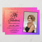 Invitation 50 et fabuleux Elegant Rose Parties scintillant Ph (Devant / Derrière)