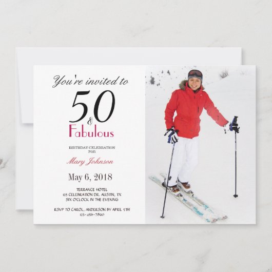 Invitation 50 et Fabuleux fête d'anniversaire (Devant)
