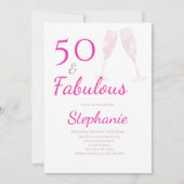 Invitation 50 et Fabuleux | Fête d'anniversaire 50 ans Rose (Devant)