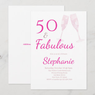 Invitation 50 et Fabuleux Fête d'anniversaire 50 ans Rose