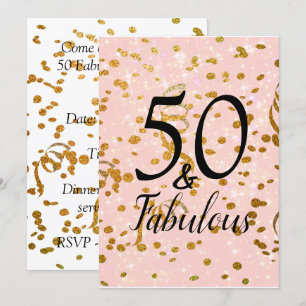 Invitation 50 et fabuleux fête d'anniversaire Pink Gold Confe