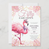 Invitation 50 et fabuleux Flamant rose rose drôle 50e anniver (Devant)