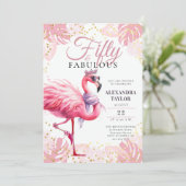 Invitation 50 et fabuleux Flamant rose rose drôle 50e anniver (Debout devant)