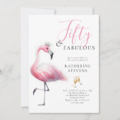 Invitation 50 et fabuleux Flamant rose rose Tiara 50e anniver (Devant)