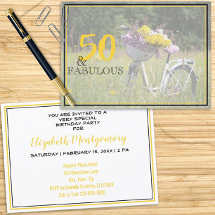 Invitation 50 et Fabuleux Fleurs Filles Vintages d'anniversai