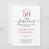 Invitation 50 Et Fabuleux Floral De Bourgogne Rose (Dos)