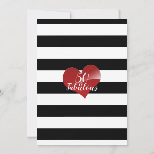 Invitation 50 et fabuleux | Frappes noir et blanc Anniversair (Dos)