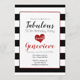 Invitation 50 et fabuleux Frappes noir et blanc Anniversair
