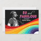 Invitation 50 et fabuleux Gay pride arc-en-ciel photo anniver (Devant)