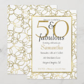 Invitation 50 et fabuleux Glam Gold White Circles Party (Devant / Derrière)