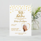 Invitation 50 et fabuleux Glam photo blanc et or Anniversaire (Debout devant)