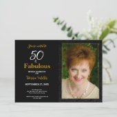 Invitation 50 Et Fabuleux Gold Black Floral Anniversaire (Debout devant)