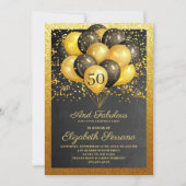 Invitation 50 Et Fabuleux Gold Black Parties scintillant Invi (Devant)