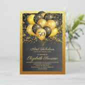 Invitation 50 Et Fabuleux Gold Black Parties scintillant Invi (Debout devant)