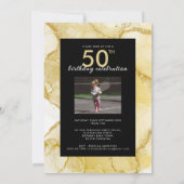 Invitation 50 Et Fabuleux Gold Black Photo Anniversaire (Dos)
