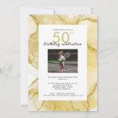 Invitation 50 Et Fabuleux Gold White Photo Anniversaire (Dos)
