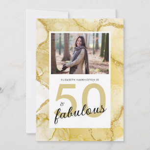 Invitation 50 Et Fabuleux Gold White Photo Anniversaire