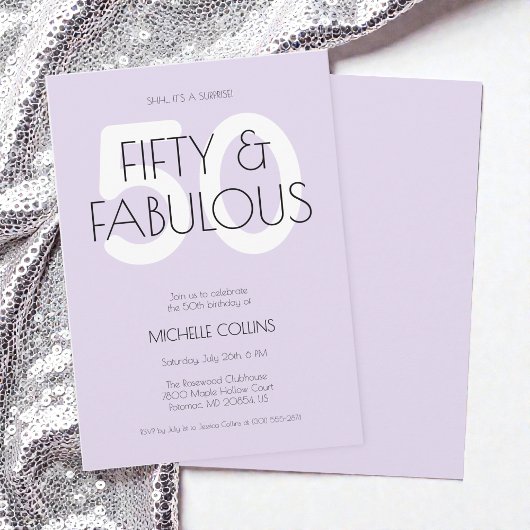 Invitation 50 et fabuleux Moderne Purple Cinquante Anniversai