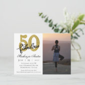 Invitation 50 et fabuleux | Noir et blanc d'or classique (Debout devant)