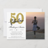 Invitation 50 et fabuleux | Noir et blanc d'or classique (Devant)