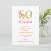 Invitation 50 et fabuleux or et rose floral classique (Debout devant)