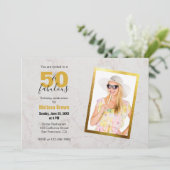 Invitation 50 et fabuleux Photo Marble Or moderne Anniversair (Debout devant)