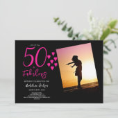 Invitation 50 et fabuleux Photo Pink Black Hearts 50e (Debout devant)