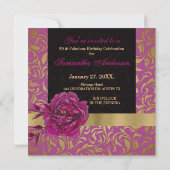 Invitation 50 et fabuleux Purple Gold Damask Photo Anniversai (Dos)