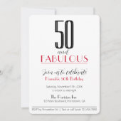 Invitation 50 et Fabuleux Retro Anniversaire Rouge et Black I (Devant)