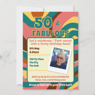 Invitation 50 et Fabuleux rétro style fête d'anniversaire