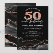 Invitation 50 Et fabuleux Rose de Parties scintillant Or 50e  (Devant / Derrière)