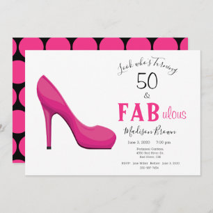 Invitation 50 et fabuleux rose et noir 50e anniversaire