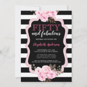 Invitation 50 et fabuleux rose floral noir rayure (Devant)