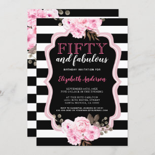 Invitation 50 et fabuleux rose floral noir rayure