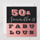 Invitation 50 et fabuleux Rose Gold 50e fête d'anniversaire (Devant)