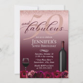 Invitation 50 et fabuleux Rose Gold Bourgogne Floral Annivers (Devant)