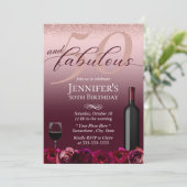Invitation 50 et fabuleux Rose Gold Bourgogne Floral Annivers (Debout devant)