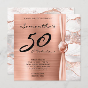 Invitation 50 et fabuleux Rose Gold et White Agate Anniversai