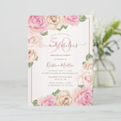 Invitation 50 et fabuleux Rose Gold Floral fête d'anniversair (Debout devant)