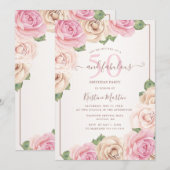 Invitation 50 et fabuleux Rose Gold Floral fête d'anniversair (Devant / Derrière)